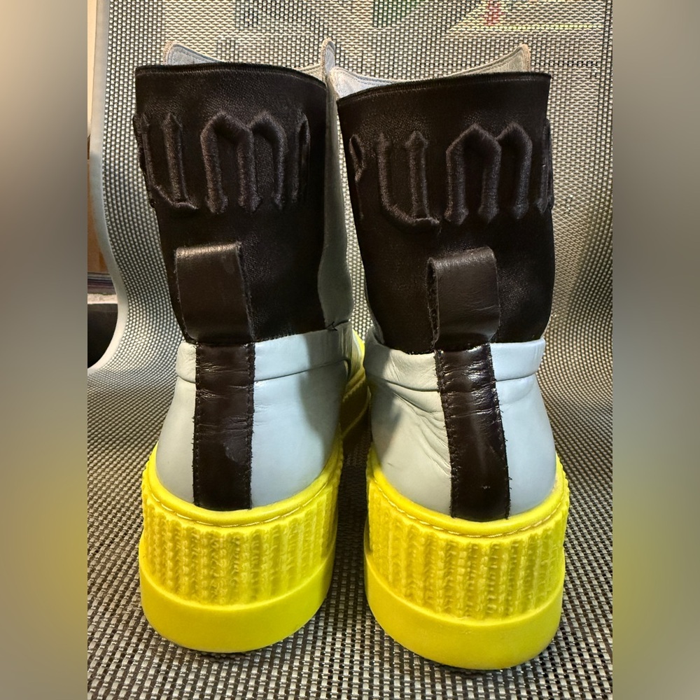 Fenty x Puma Leather Platform Chelsea Sneaker Boots Blue Neon Slip On - Picture 5 of 9